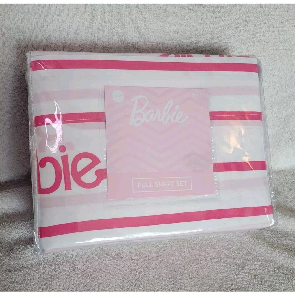 Barbie Movie FULL/Double Sheet Set 100% Cotton Pink White NEW